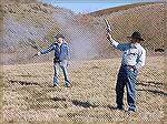 Elmer Johnston of Mattawa Washington likes to make things that go bang
Here he is shooting a percussion revolver that has a one inch rifled bore, the gun is entirely scratch built and weighs just und