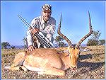 Impala with 27" horns killed by Tony Mandile in June 2003 on a 10-day hunting trip with John X Safaris in South Africa.Tony's Impala 2TM