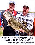 This 10.95 pound largemouth was the best of several lunkers caught in Texas Oilmen benefit tournament on Toledo Bend.