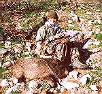 This is 13 year old Christopher Clerc and the large male javelina he harvested on February 18, 2001, during the Arizona 2001 H.A.M. (Handgun, Archery, Muzzleloader) javelina hunt. Christopher used a T