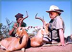 My friend in Botswana wanted meat for a group of San bushmen camped nearby. I shot these two rams from the same herd with two quick shots, then shot six more from other herds. The bushmen were gratefu
