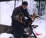 This is a BC muley I shot a couple years back. He''s no great shakes but I think his antler color sets him apart. I shot him out of his bed in the heavy timber at about 20 yards.old yellerjoebuck