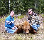 Guide Roy Pattison (L.) and Scott Johnson with a beautiful honey-colored black bear from British Columbia. Johnson shot it at 237 yards with a .338-06 Ackley Improved.  Scott J. BC Bear #2Scott Johnso