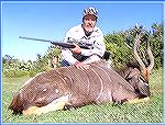 Nyala with 25" horns killed by Tony Mandile in June 2003 on a 10-day hunting trip with John X Safaris in South Africa.Tony's Nyala 1TM