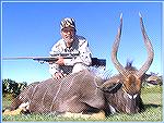 Nyala with 25" horns killed by Tony Mandile in June 2003 on a 10-day hunting trip with John X Safaris in South Africa.Tony's Nyala 2TM