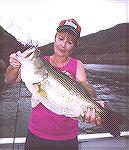 Ellen Mandile with an 11.5 pound bass from Mexico.