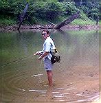 It was getting dark and we where still fishing while waiting for the guide's boat to pick us up.We were abit worried and along the stream we came across alot of elephant's and some tiger tracks.