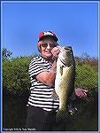 Ellen Mandile with a a not-so-big 8-lb. bass from Mexico's Lake El Salto.