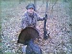 Got my First Gobbler yesterday. He's about 2 years old, has 3/4 inch spurs, and a 9 inch beard. Estimated weight is between 25-30 pounds. It was taken with my Remington 870 Express using a 2 3/4 inch 