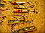From the Top are Devils Horse made Smithwick, Then Hennons Tiny Torpedo and some custom made Jerk baits.